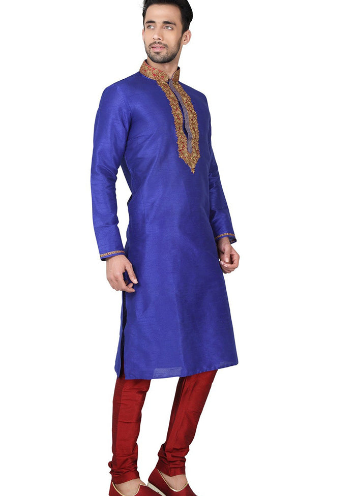 Royal Blue Silk Kurta And Pajama Set VDSF1802395 - Indian Silk House Agencies