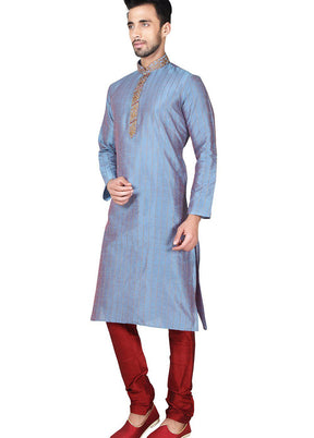 Multicolor Silk Kurta And Pajama Set VDSF1802401 - Indian Silk House Agencies