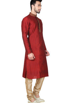 Maroon Silk Kurta And Pajama Set VDSF1802402 - Indian Silk House Agencies