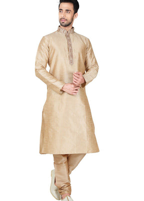 Gold Silk Kurta And Pajama Set VDSF1802406 - Indian Silk House Agencies