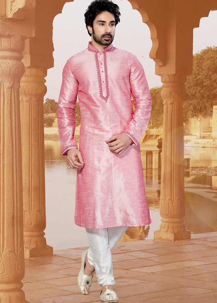 Pink Silk Kurta And Pajama Set VDSF1802416 - Indian Silk House Agencies