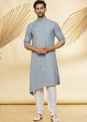 Grey Cotton Blend Kurta And Pajama Set VDSF1802419 - Indian Silk House Agencies