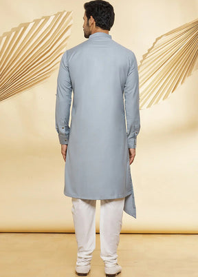 Grey Cotton Blend Kurta And Pajama Set VDSF1802419 - Indian Silk House Agencies