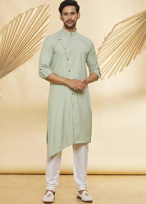 Green Cotton Blend Kurta And Pajama Set VDSF1802420 - Indian Silk House Agencies