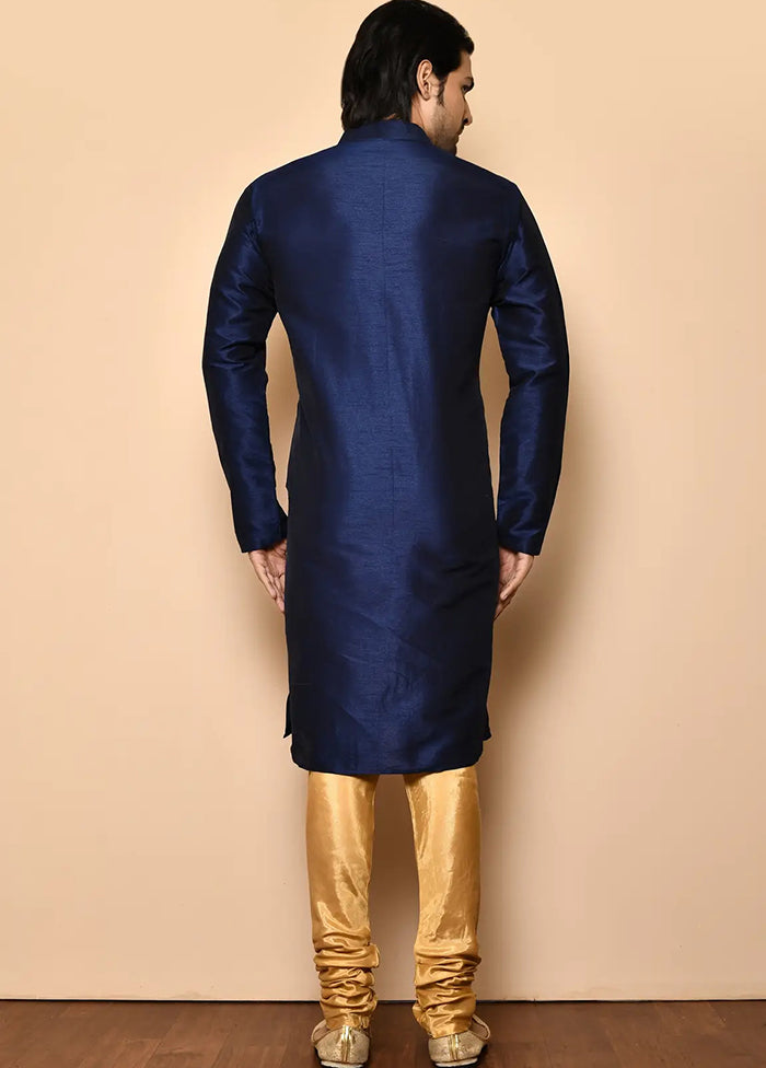 Navy Blue Silk Kurta And Pajama Set VDSF1802442 - Indian Silk House Agencies