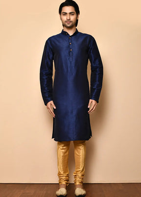 Navy Blue Silk Kurta And Pajama Set VDSF1802442 - Indian Silk House Agencies