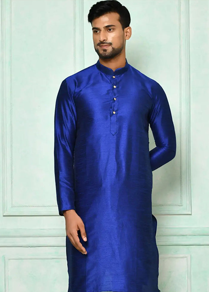 Blue Silk Kurta And Pajama Set VDSF1802444 - Indian Silk House Agencies