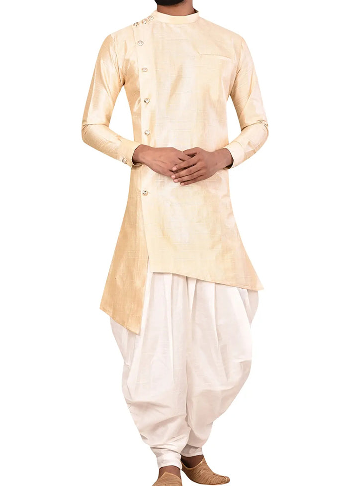 Cream Silk Kurta And Pajama Set VDSF1802445 - Indian Silk House Agencies