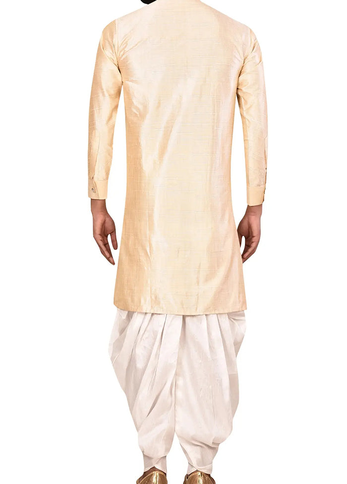 Cream Silk Kurta And Pajama Set VDSF1802445 - Indian Silk House Agencies