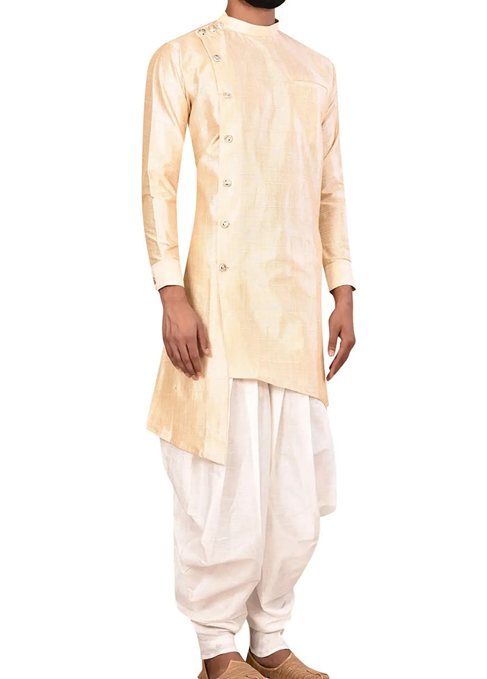 Cream Silk Kurta And Pajama Set VDSF1802445 - Indian Silk House Agencies