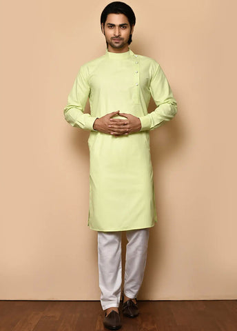 Light Green Cotton Blend Kurta And Pajama Set VDSF1802453