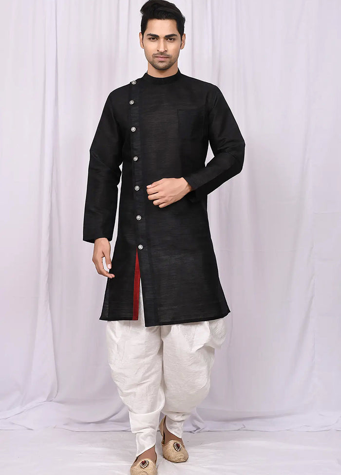 Black Silk Kurta And Pajama Set VDSF1802454 - Indian Silk House Agencies