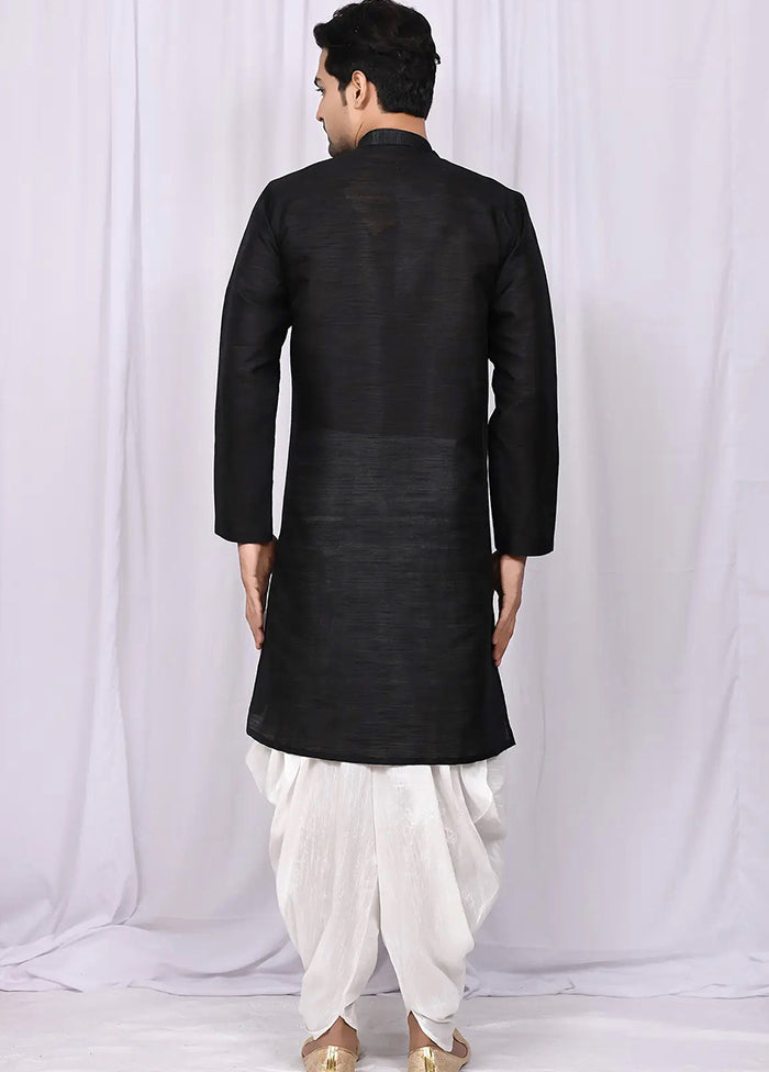 Black Silk Kurta And Pajama Set VDSF1802454 - Indian Silk House Agencies