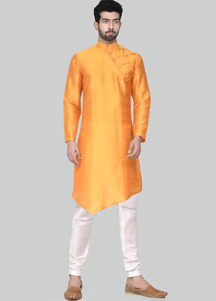 Orange Silk Kurta And Pajama Set VDSF1802455 - Indian Silk House Agencies