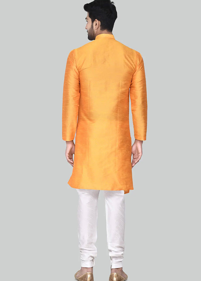 Orange Silk Kurta And Pajama Set VDSF1802455 - Indian Silk House Agencies