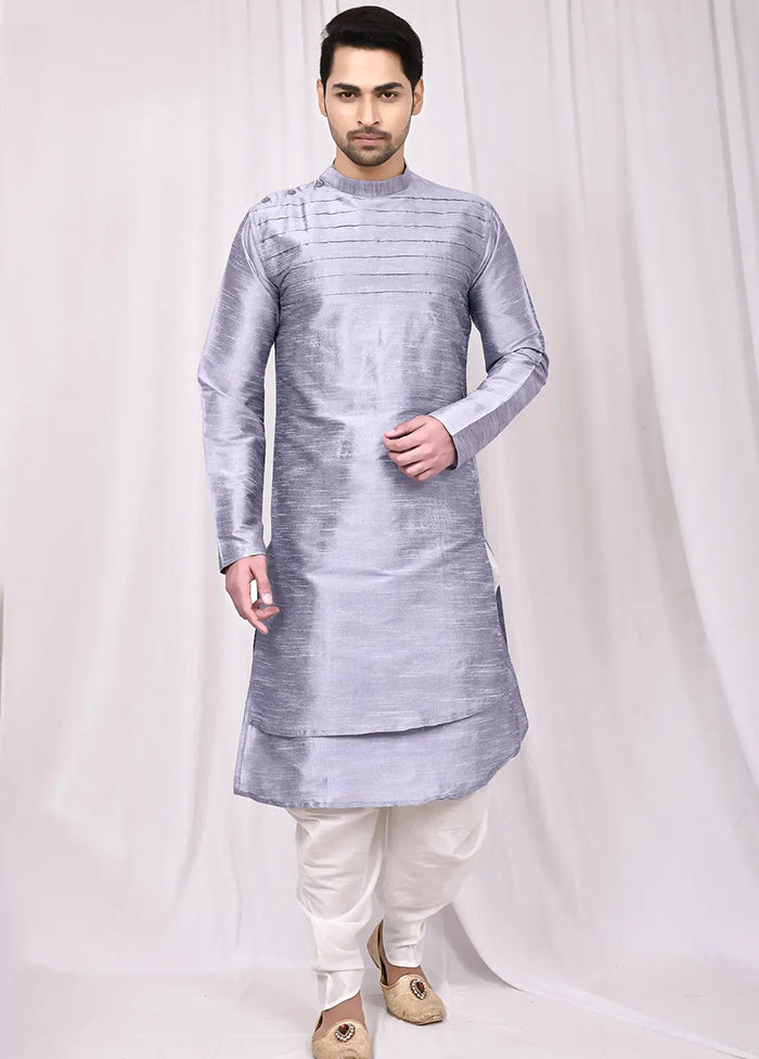 Grey Silk Kurta And Pajama Set VDSF1802456 - Indian Silk House Agencies