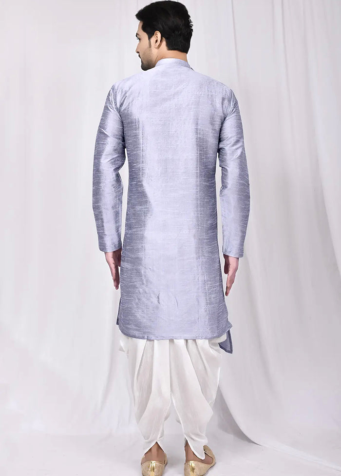 Grey Silk Kurta And Pajama Set VDSF1802456 - Indian Silk House Agencies