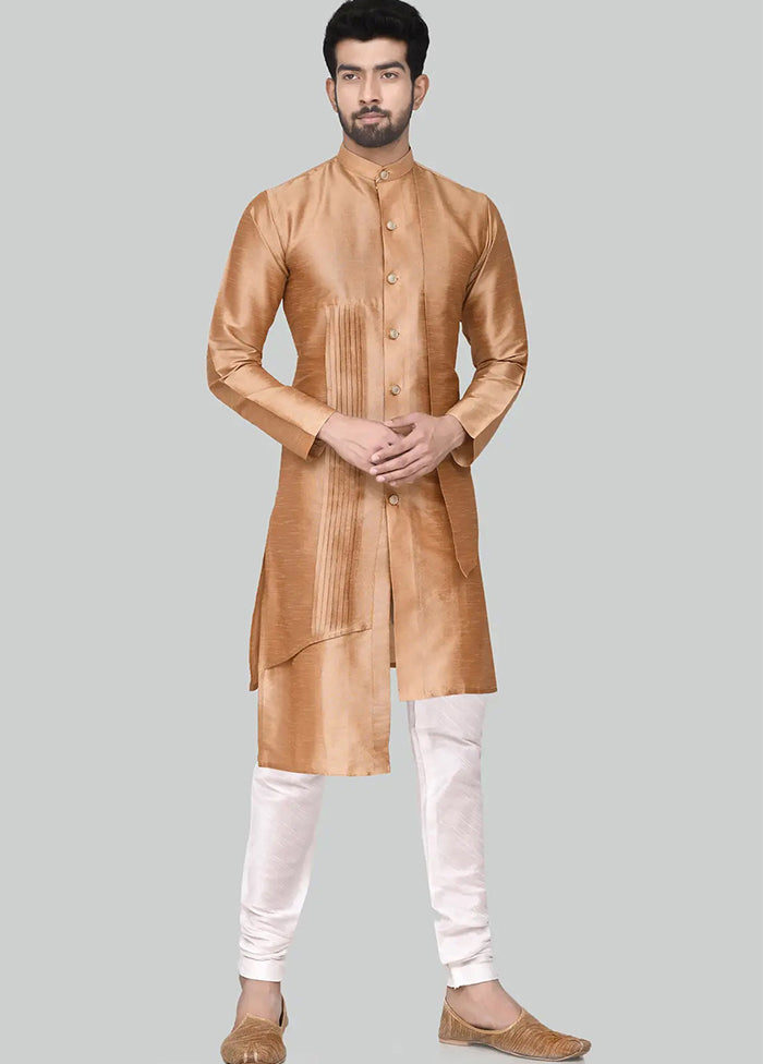 Gold Silk Kurta And Pajama Set VDSF1802458 - Indian Silk House Agencies