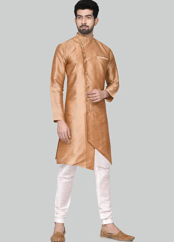 Gold Silk Kurta And Pajama Set VDSF1802459 - Indian Silk House Agencies