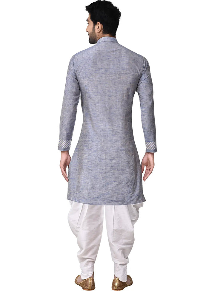 Grey Silk Kurta And Pajama Set VDSF1802460 - Indian Silk House Agencies