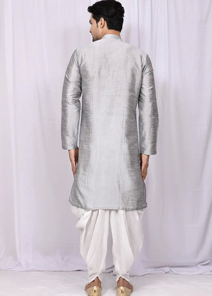 Grey Silk Kurta And Pajama Set VDSF1802461 - Indian Silk House Agencies