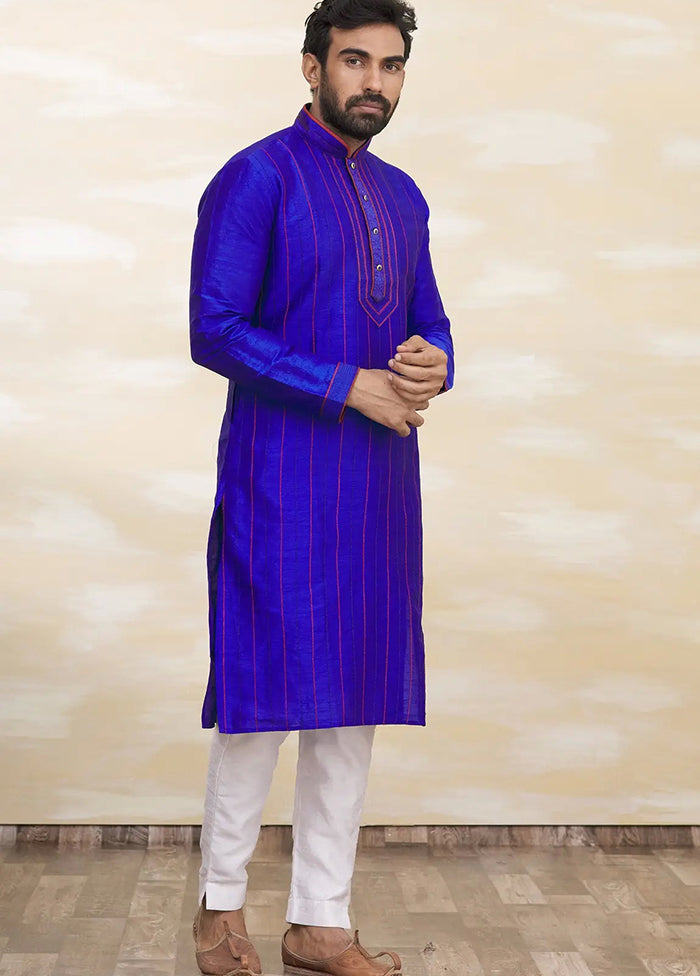 Royal Blue Silk Kurta And Pajama Set VDSF1802463 - Indian Silk House Agencies