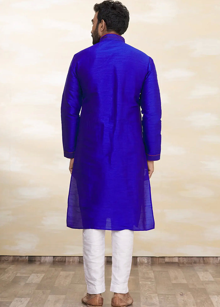 Royal Blue Silk Kurta And Pajama Set VDSF1802463 - Indian Silk House Agencies