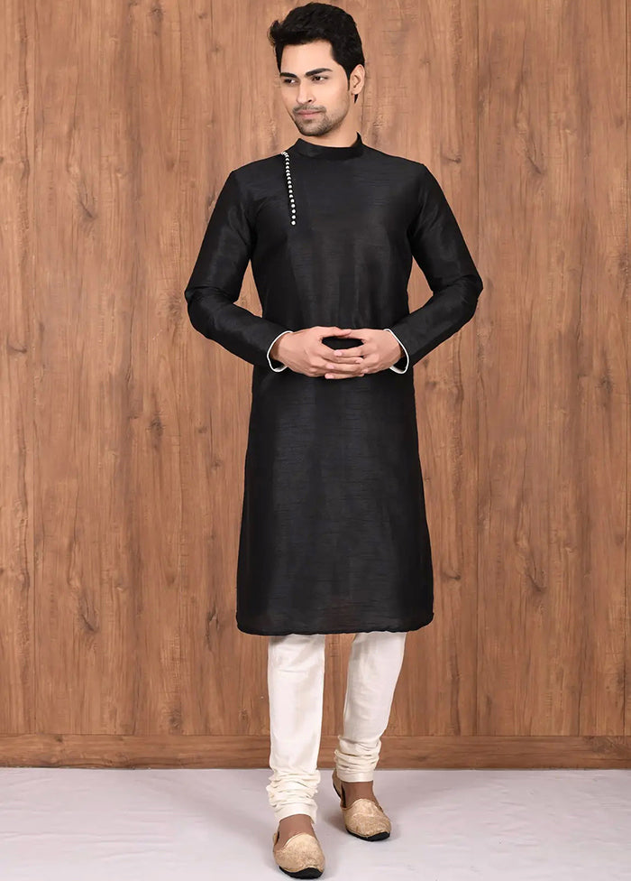 Black Silk Kurta And Pajama Set VDSF1802466 - Indian Silk House Agencies