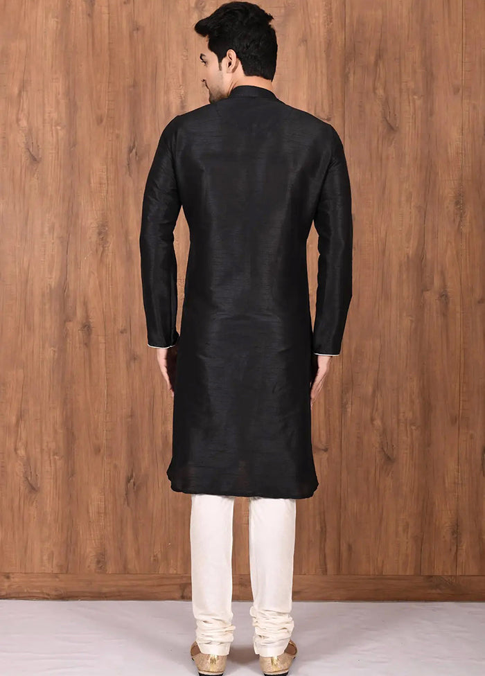 Black Silk Kurta And Pajama Set VDSF1802466 - Indian Silk House Agencies