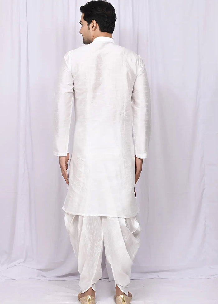 Off White Silk Kurta And Pajama Set VDSF1802467 - Indian Silk House Agencies