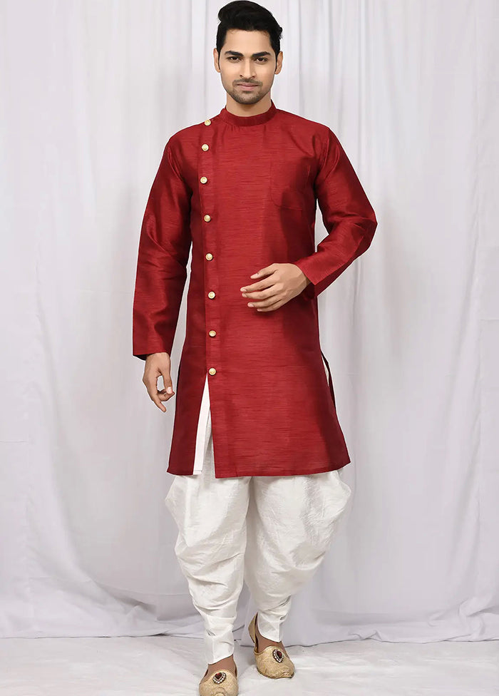 Maroon Silk Kurta And Pajama Set VDSF1802468 - Indian Silk House Agencies