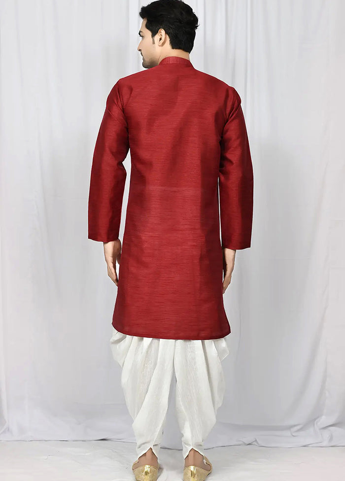 Maroon Silk Kurta And Pajama Set VDSF1802468 - Indian Silk House Agencies