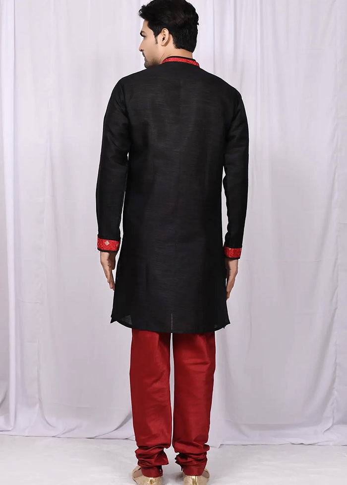 Black Silk Kurta And Pajama Set VDSF1802470 - Indian Silk House Agencies