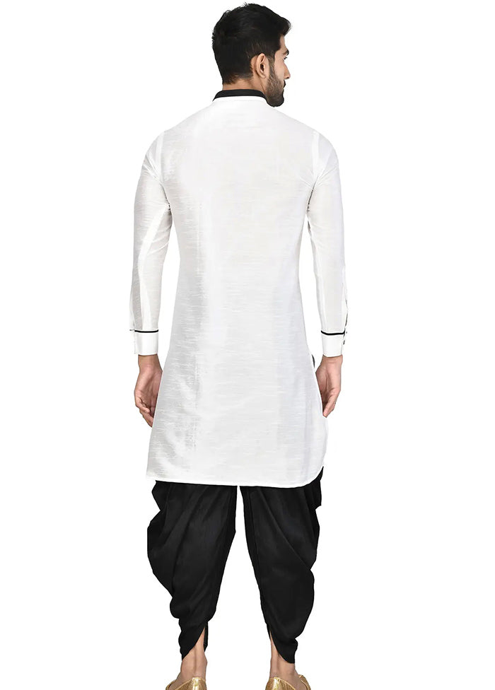 White Silk Kurta And Pajama Set VDSF1802471 - Indian Silk House Agencies