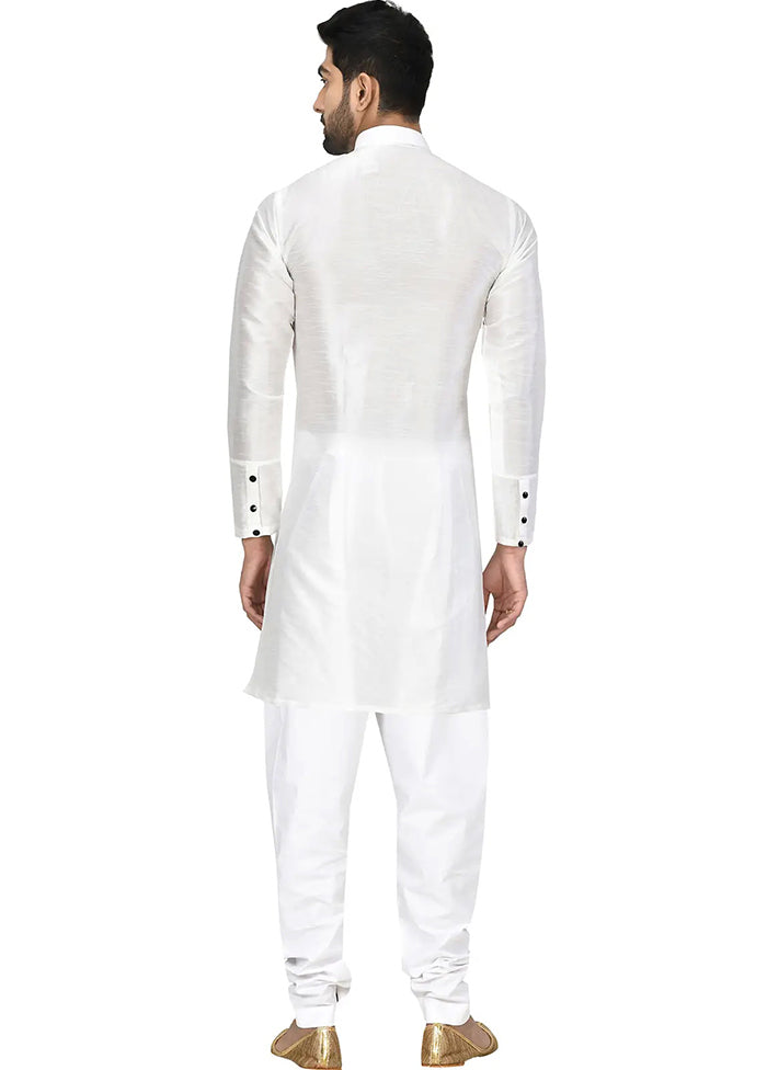 White Silk Kurta And Pajama Set VDSF1802472 - Indian Silk House Agencies