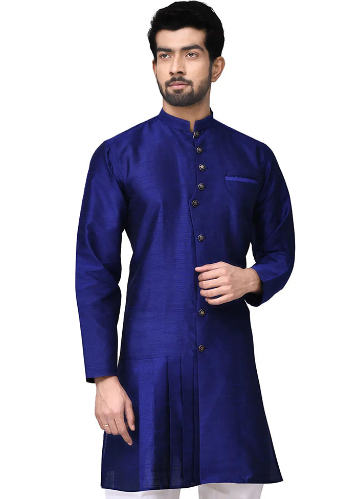 Royal Blue Silk Kurta And Pajama Set VDSF1802474 - Indian Silk House Agencies