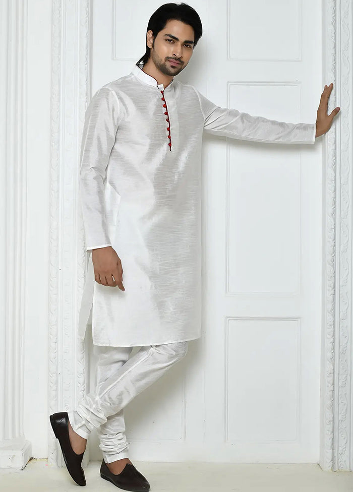 White Silk Kurta And Pajama Set VDSF1802475 - Indian Silk House Agencies