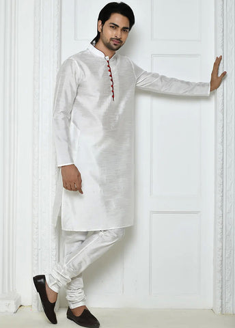 White Silk Kurta And Pajama Set VDSF1802475