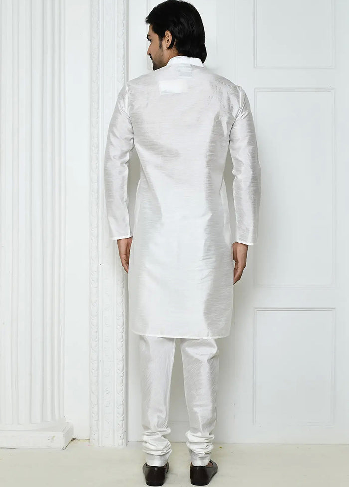 White Silk Kurta And Pajama Set VDSF1802475 - Indian Silk House Agencies