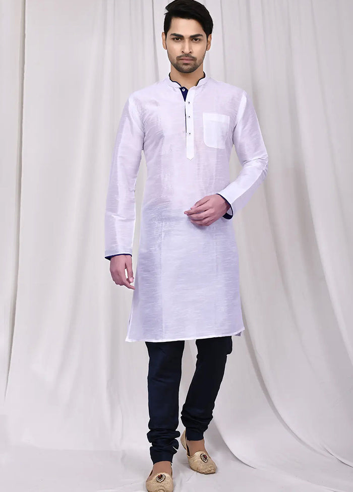 White Silk Kurta And Pajama Set VDSF1802477 - Indian Silk House Agencies