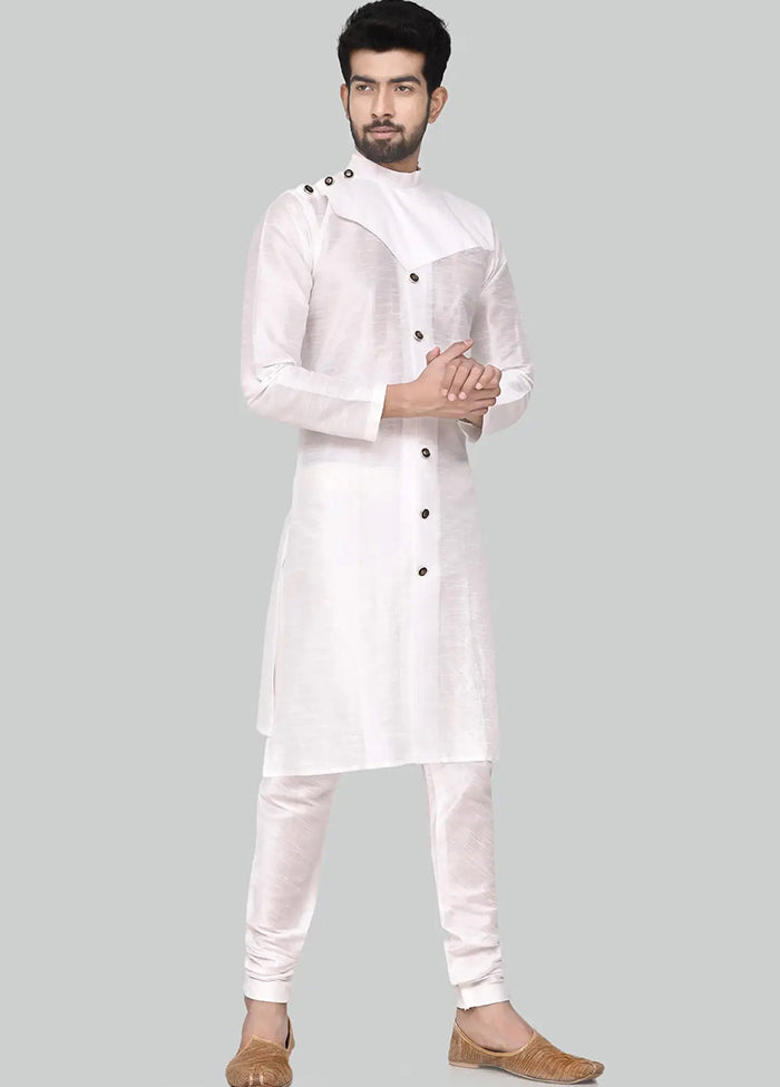 White Silk Kurta And Pajama Set VDSF1802478 - Indian Silk House Agencies