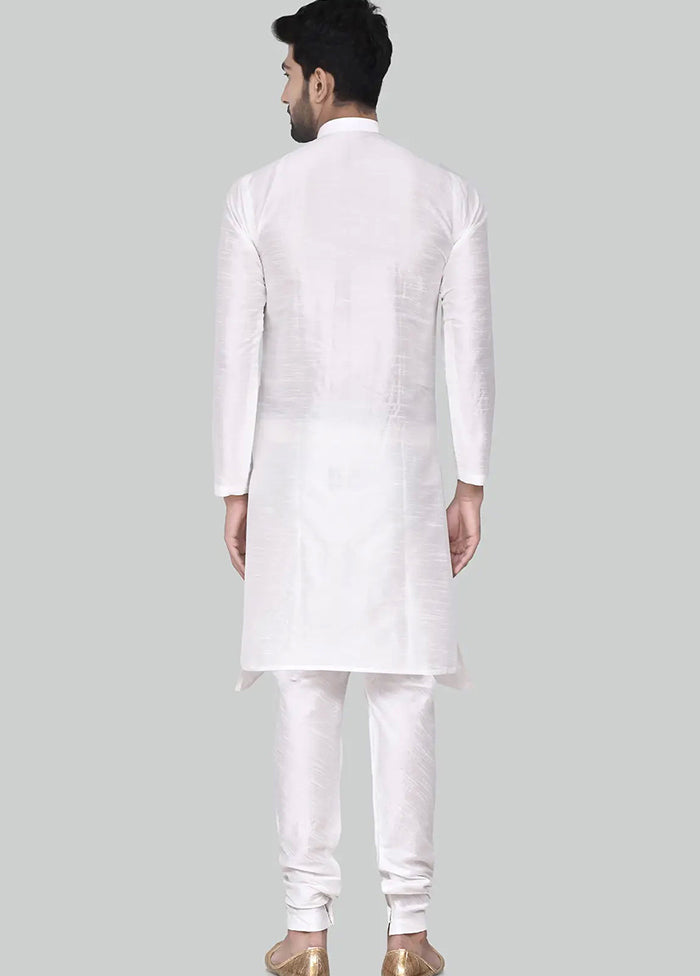 White Silk Kurta And Pajama Set VDSF1802478 - Indian Silk House Agencies