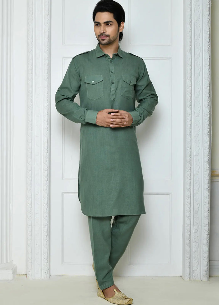 Black Cotton Blend Kurta And Pajama Set VDSF1802481 - Indian Silk House Agencies