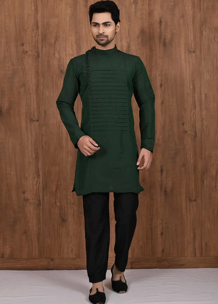 Green Cotton Blend Kurta And Pajama Set VDSF1802482 - Indian Silk House Agencies