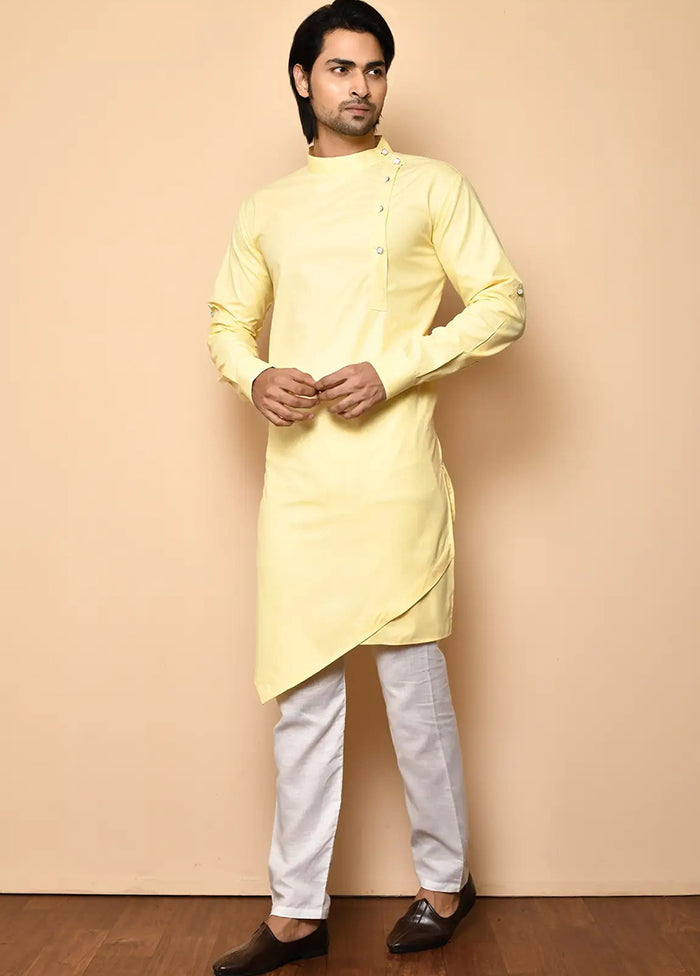 Yellow Cotton Blend Kurta And Pajama Set VDSF1802483 - Indian Silk House Agencies