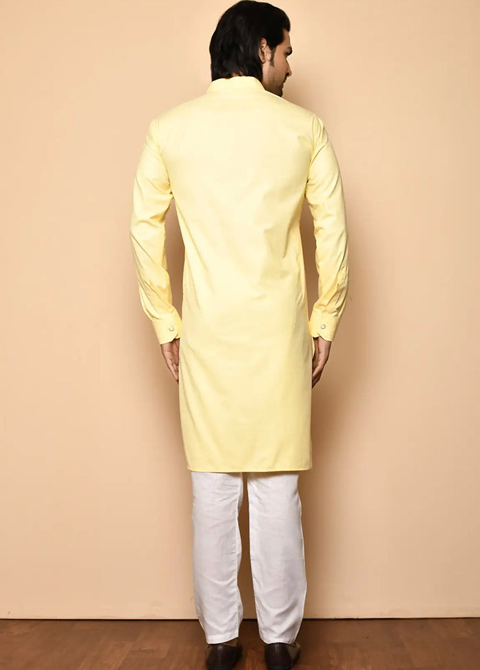 Yellow Cotton Blend Kurta And Pajama Set VDSF1802483 - Indian Silk House Agencies