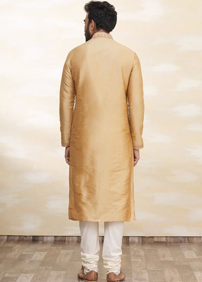 Gold Silk Kurta And Pajama Set VDSF1802488 - Indian Silk House Agencies