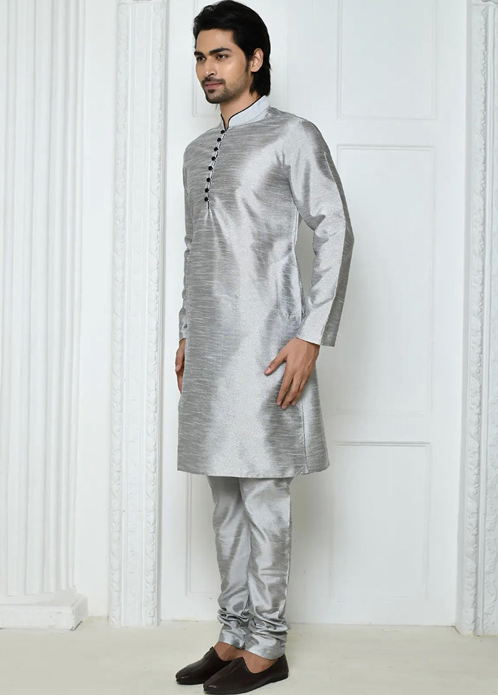 Grey Silk Kurta And Pajama Set VDSF1802491