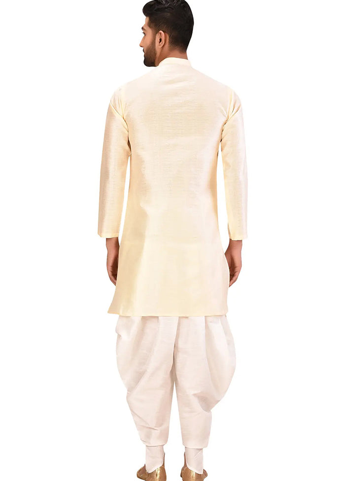 Cream Silk Kurta And Pajama Set VDSF1802492 - Indian Silk House Agencies