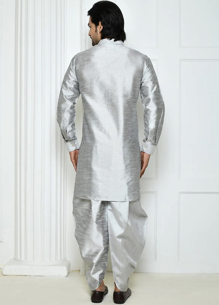 Grey Silk Kurta And Pajama Set VDSF1802493 - Indian Silk House Agencies